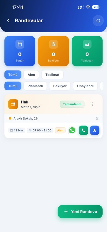MisPaQ Halı Yıkama Mobil Uygulama - Teslimat ve Barkod Takip Ekranı 6