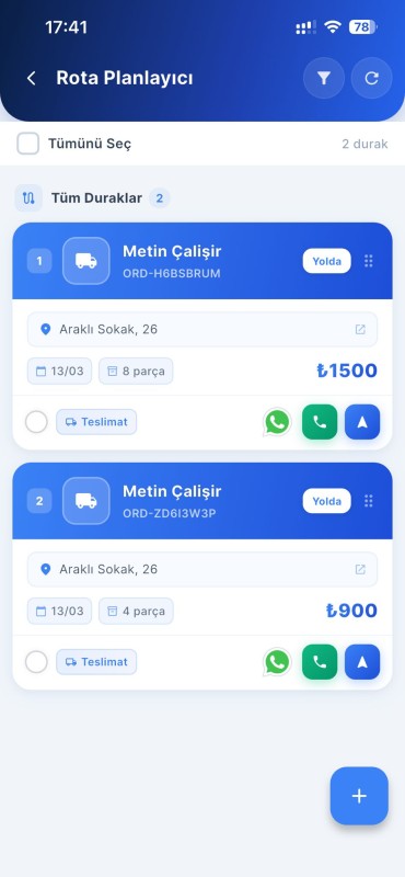 MisPaQ Halı Yıkama Mobil Uygulama - Teslimat ve Barkod Takip Ekranı 7